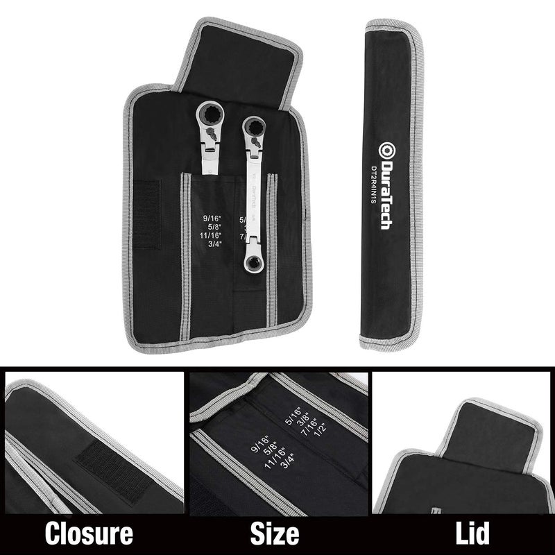 DURATECH 4-in-1 Flex-Head Reversible Ratcheting Box Wrench Set, SAE, 2-Piece, 5/16'' to 3/4'', 12 Point, CR-V Steel, with Rolling Pouch - Image 4